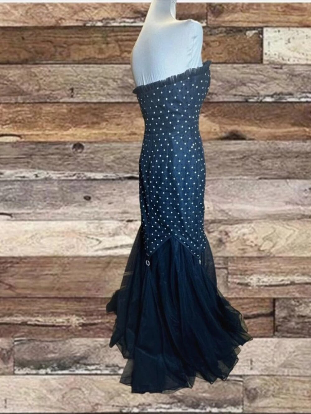 y2k Paris by Mon Cheri Formal Black Mermaid Gown Sz 8 - Picture 3 of 12